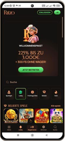 Ritzo Casino auf einem Mobiltelefon
