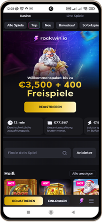 Rockwin Casino auf dem Mobiltelefon