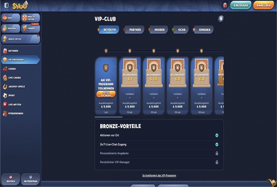 Shikaka Casino vip Seite