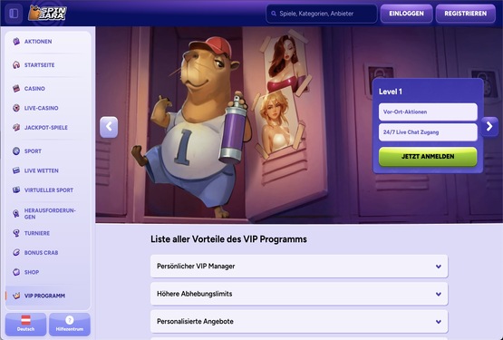 Spinbara Casino vip Seite