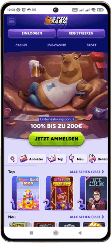 Spinbara Casino auf einem Mobiltelefon