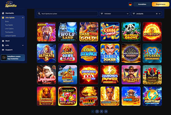 Spinita Casino Jackpot-Spiele