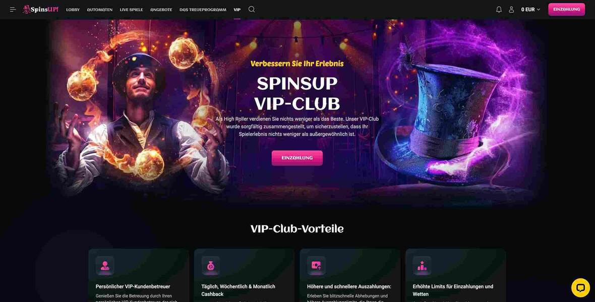 SpinsUP Casino vip Seite