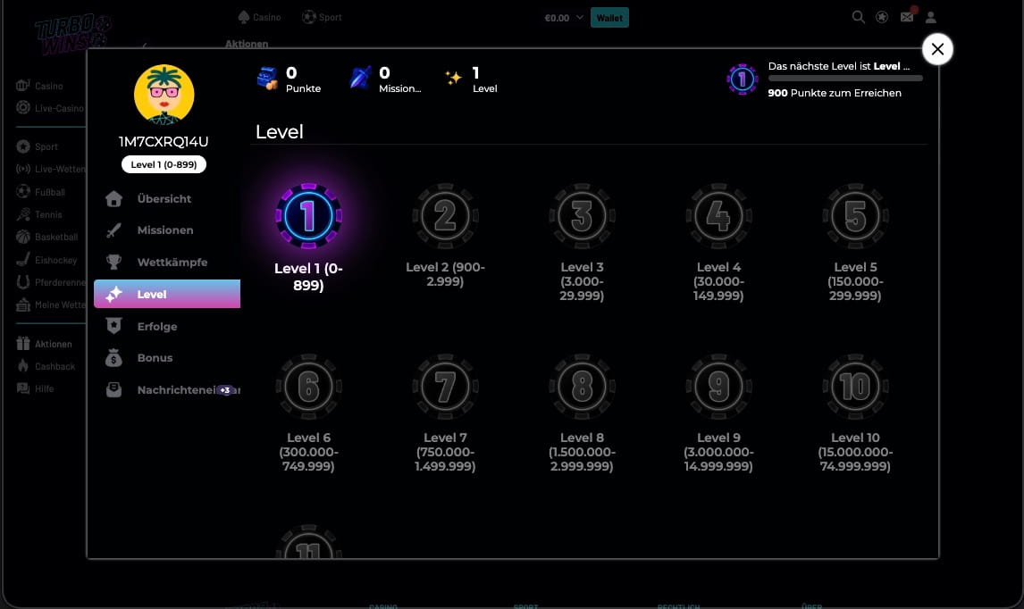 Turbowins Casino vip Seite