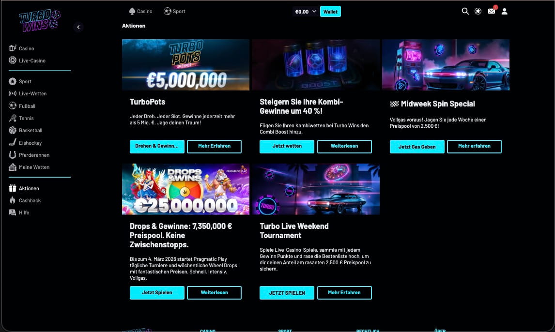 Turbowins Casino Bonusseite
