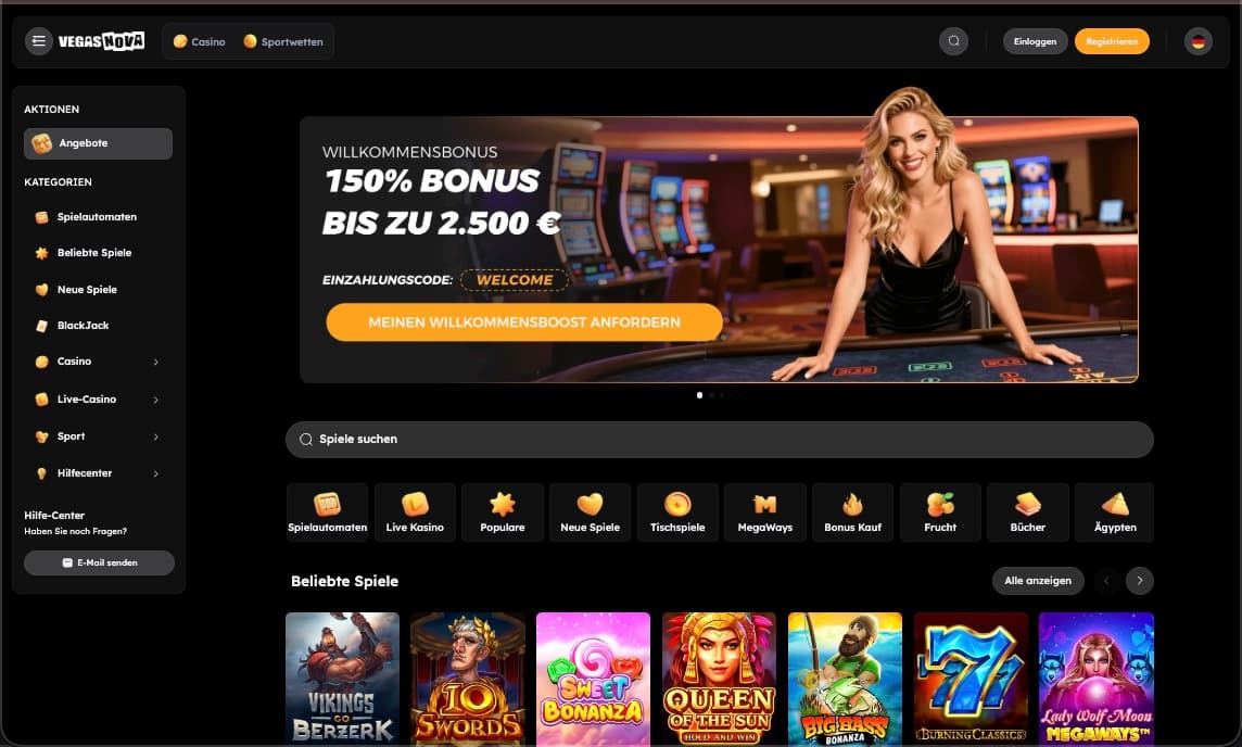 Vegas Nova Casino Hauptseite