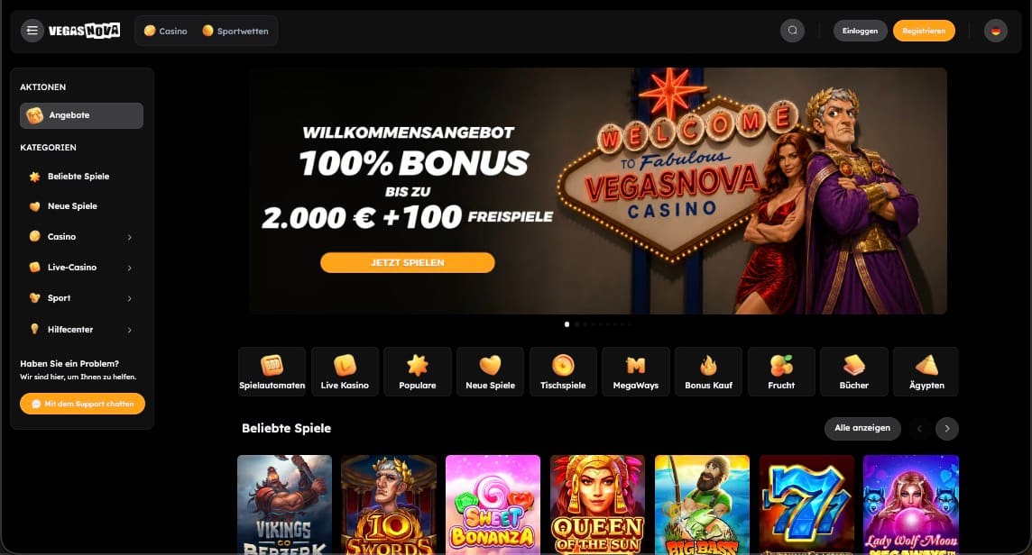Vegas Nova Casino Hauptseite
