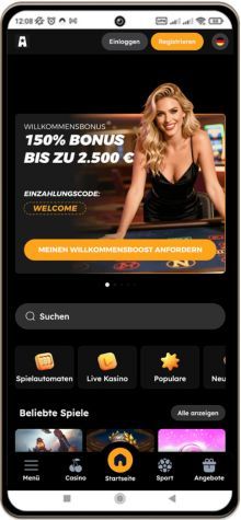 Vegas Nova Casino auf einem Mobiltelefon