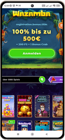 Wazamba Casino auf einem Mobiltelefon