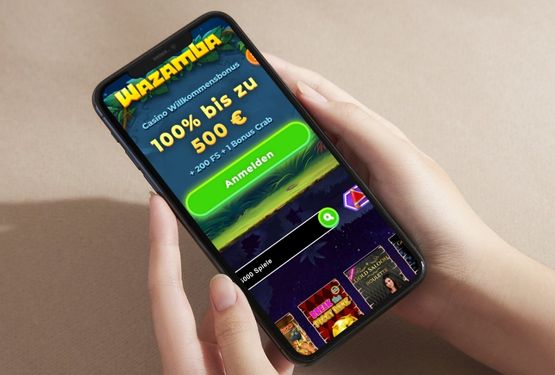Wazamba Casino auf einem Mobiltelefon