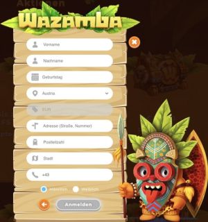 Geben Sie Ihren Namen bei Wazamba ein