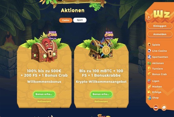 Wazamba Casino Bonusseite