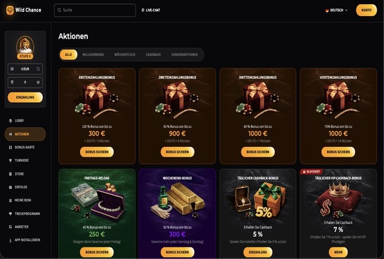 Wild Chance Casino Bonusseite