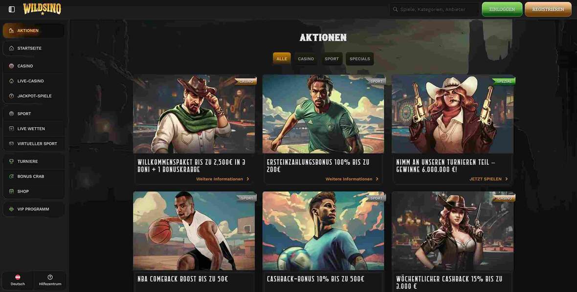 Wildsino Casino Bonusseite