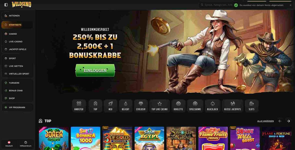 Wildsino Casino Hauptseite