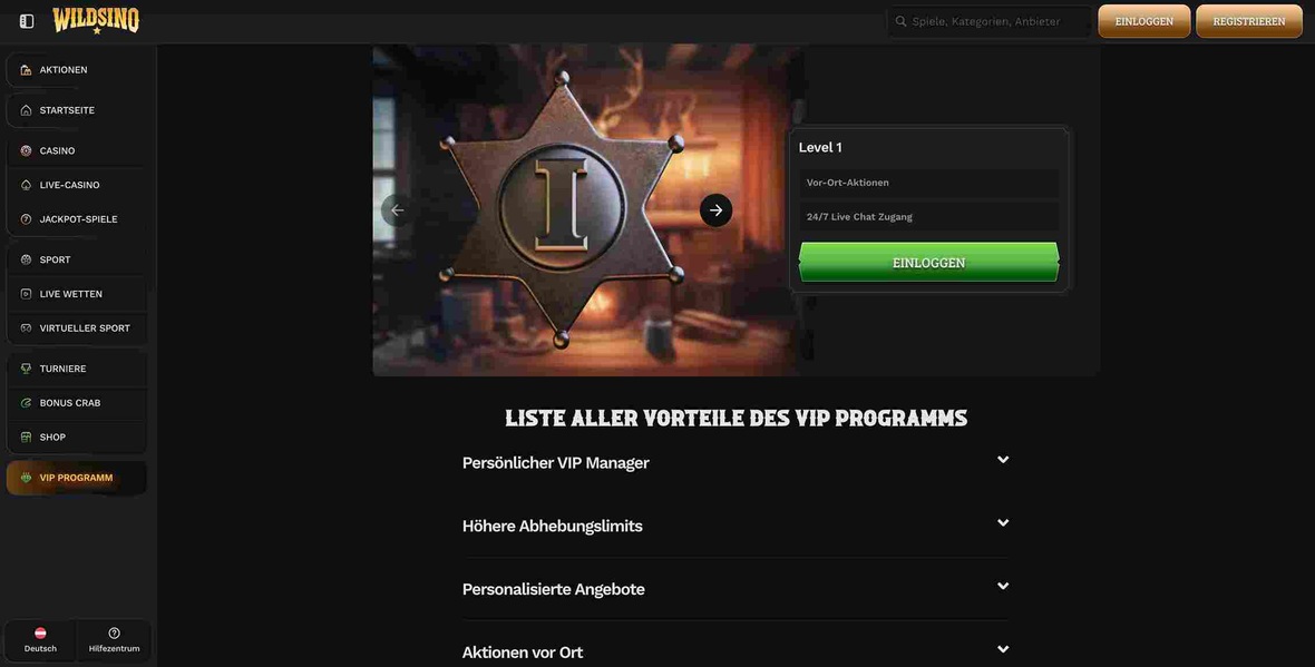 Wildsino Casino vip Seite