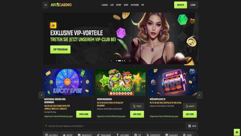 Anmeldung bei Avocasino - Schritt 1