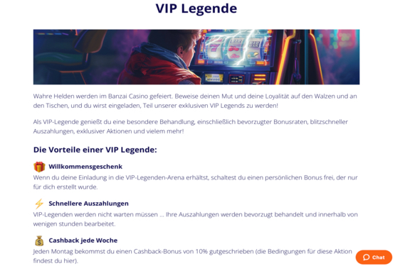 Banzai Casino VIP-Programm