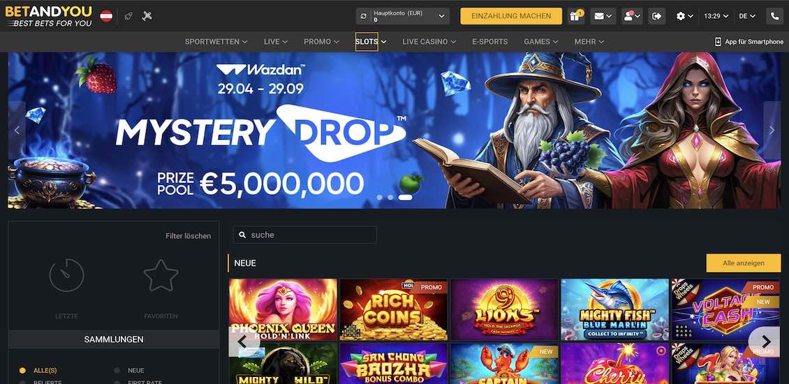 BetandYou casino Hauptseite