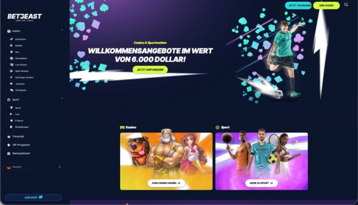 BetBeast Casino auf einem Computerbildschirm
