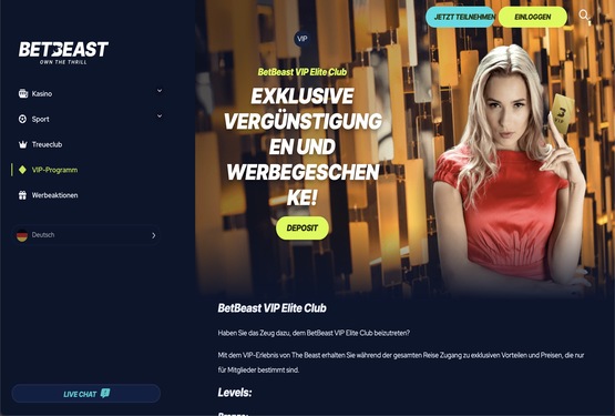 BetBeast Casino VIP Seite