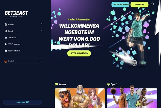 BetBeast Casino Hauptseite