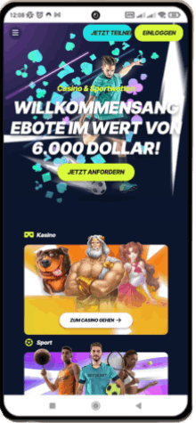 BetBeast Casino Hauptseite auf dem Handy