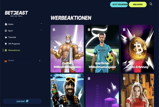 BetBeast Casino Bonusseite