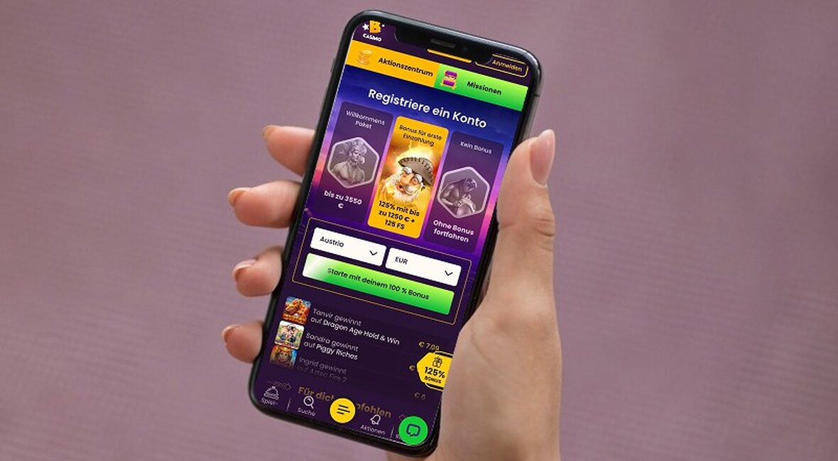 Bizzo Casino Hauptseite auf dem Handy