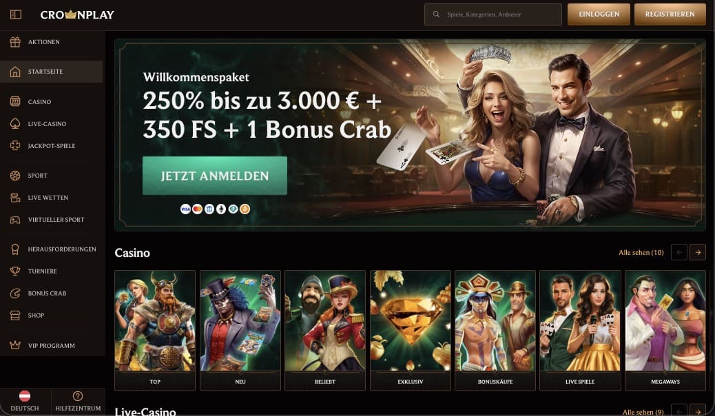 CrownPlay Casino Hauptseite