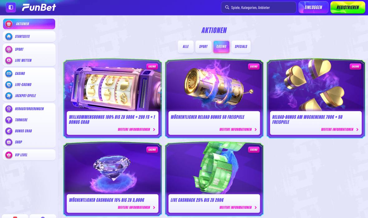 Funbet Casino Bonusseite