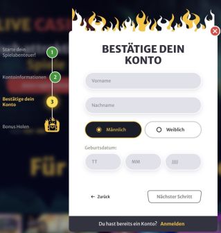 Geben Sie Ihren Namen bei Hell Spin ein