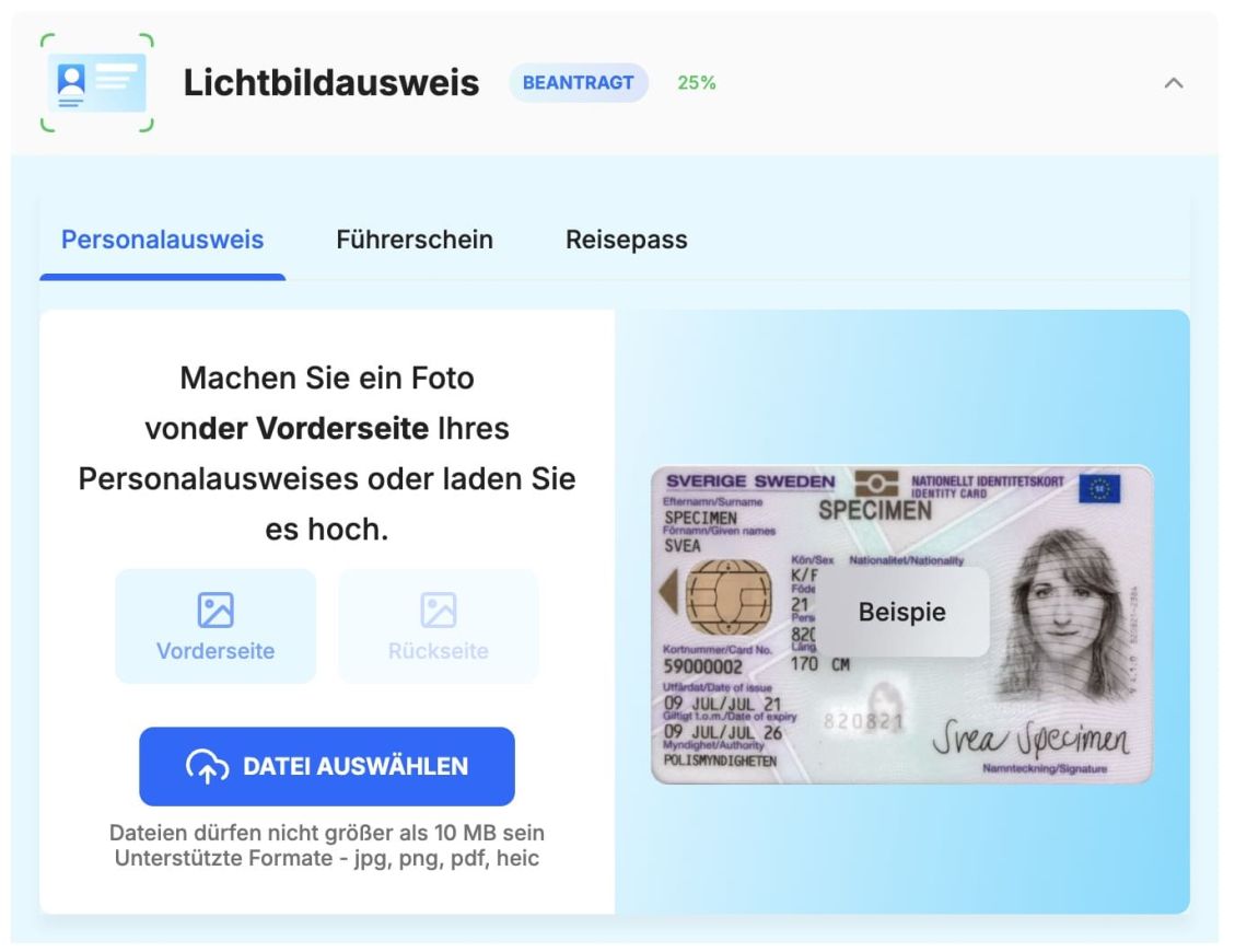 Passfoto bei Ice Casino hochladen