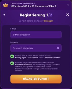 Erstellung von Benutzername und Passwort bei Kingmaker