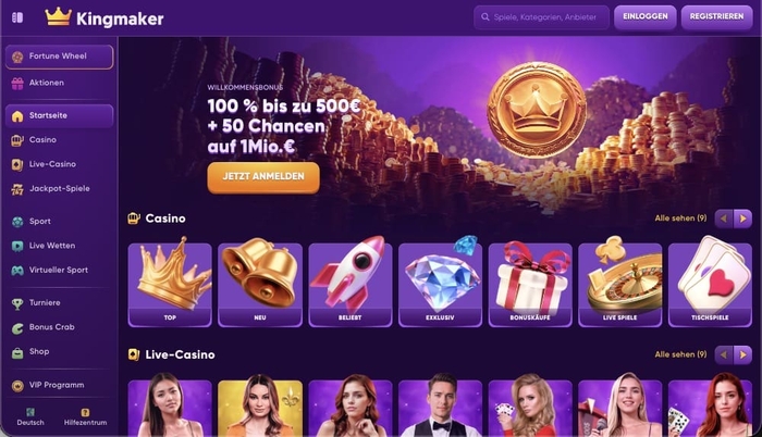 Kingmaker Hauptseite