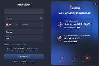 Lucky Hunter-Registrierungsprozess