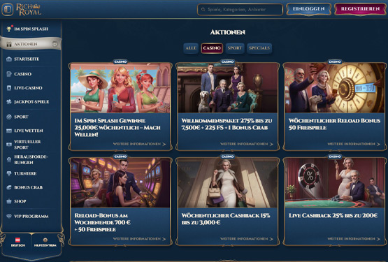 Rich Royal Casino Bonusseite