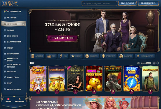 Rich Royal Casino Hauptseite