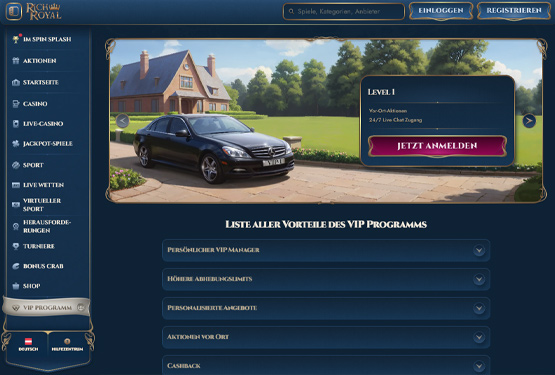 Rich Royal Casino VIP Seite