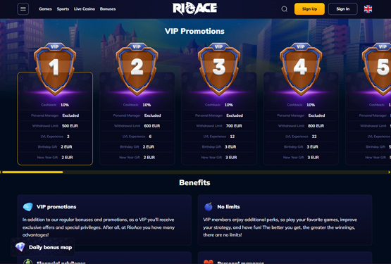 Rioace Casino VIP-Programm