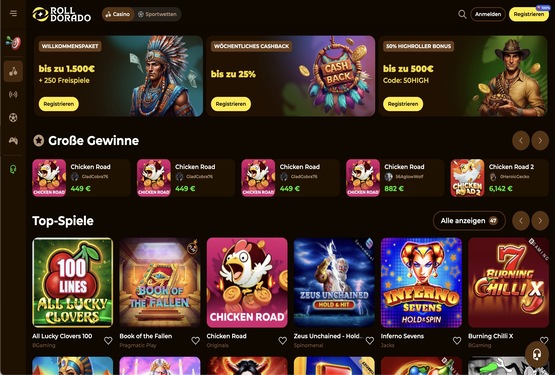 Rolldorado Casino Hauptseite