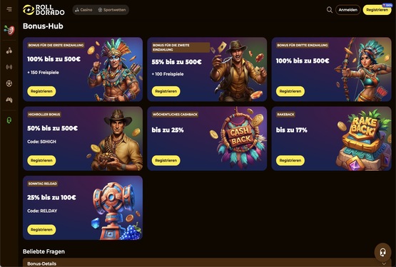 Rolldorado Casino Bonusseite