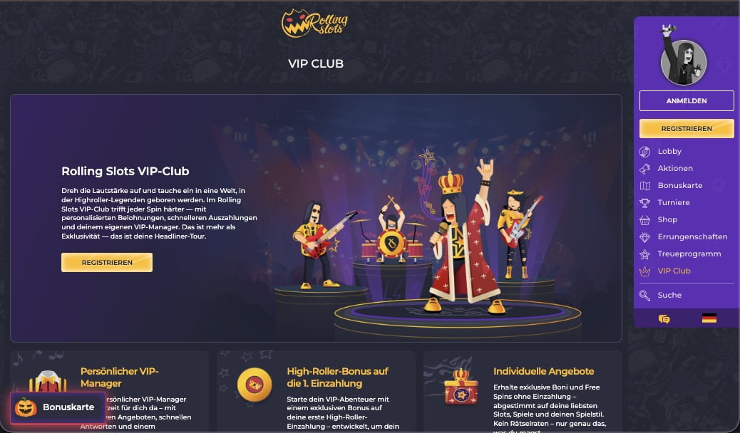 Rolling Slots Casino VIP-Programm