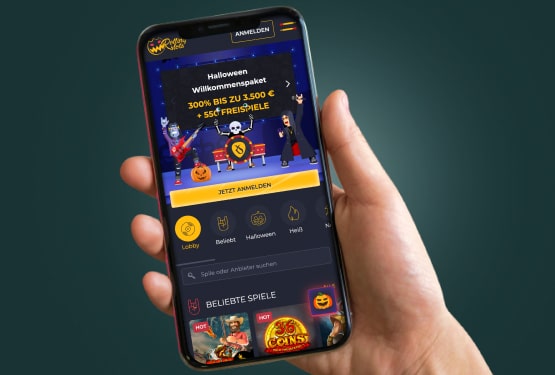 Rolling Slots Casino Hauptseite auf dem Handy