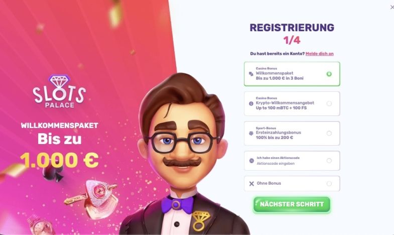 W&auml;hlen Sie Ihren Bonus bei SlotsPalace