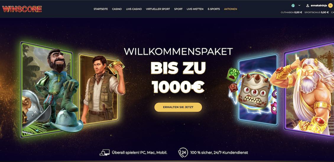 Winscore Casino Hauptseite