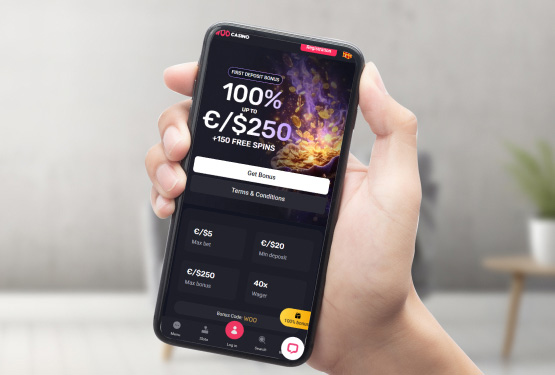 Woo Casino Hauptseite auf dem Handy
