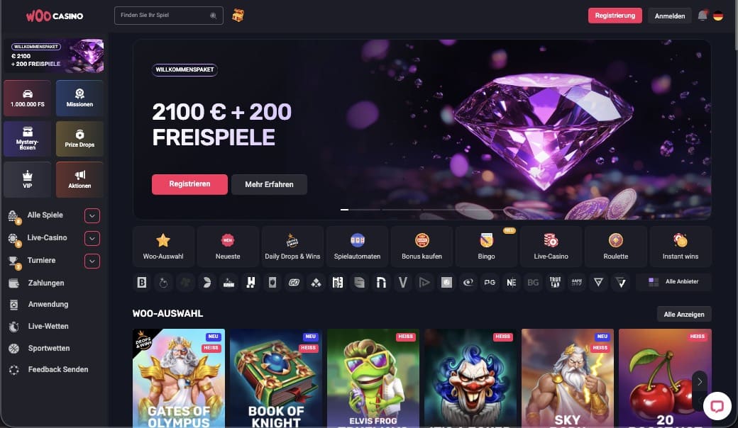 Woo Casino Hauptseite