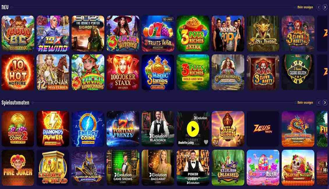 Spielautomaten Spiele bei ZeusWin