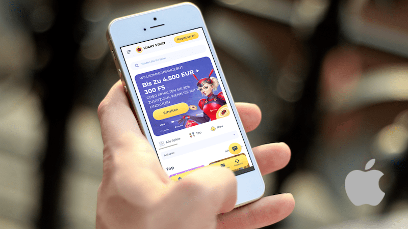 LuckyStart Casino auf einem Telefonbildschirm